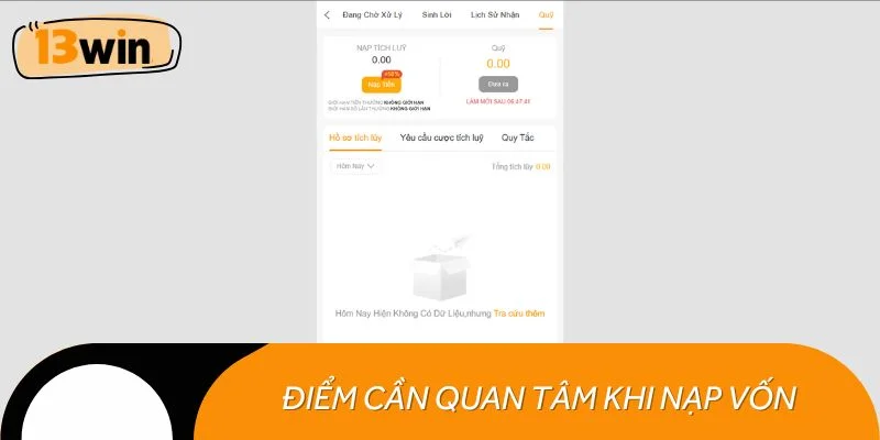 Các điểm cần quan tâm khi tiến hành nạp vốn